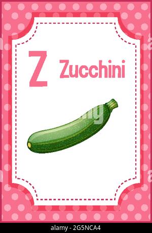 Flashcard alphabétique avec lettre Z pour illustration Zucchini Illustration de Vecteur