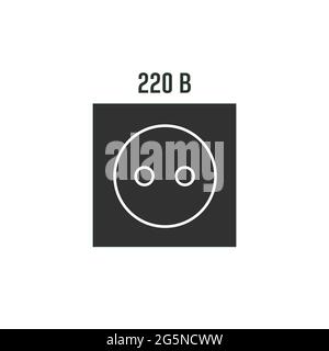 Icône de prise de courant. Prise murale électrique, symbole 220 volts, style vectoriel simple plat. Illustration de Vecteur