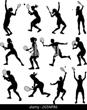 Silhouette tennis joueurs équipe sportive Illustration de Vecteur