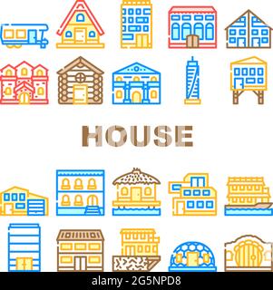 Maison Real Estate Collection icônes Set Vector Illustration de Vecteur