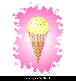 Crème glacée dans un cône. Illustration vectorielle. Illustration de Vecteur