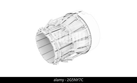 Rendu 3D d'une turbine à jet isolée sur un espace vide blanc Banque D'Images