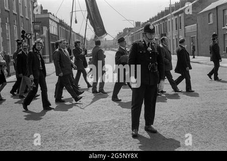 Parade MAYDAY, Cardiff, pays de Galles, 1973 Banque D'Images