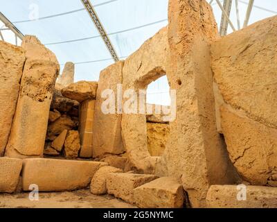 Hagar Qim complexe de temples mégalithiques - Malte Banque D'Images