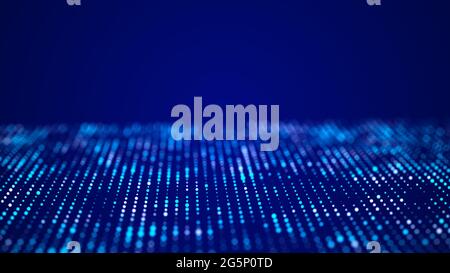 Technologie arrière-plan points. Visualisation des Big Data. Vague dynamique futuriste. Rendu 3D. Banque D'Images