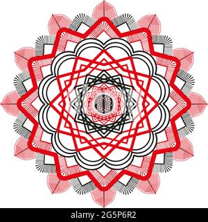 Mandala rouge et noir sur le fond blanc isolé. Décoration décorative vectorielle. Décoration fantastique Design abstrait. Illustration de Vecteur