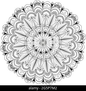 Mandala avec des motifs floraux dentelle mandala fleurs courbes lignes Illustration de Vecteur