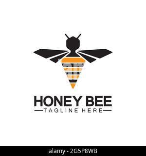 Modèle de conception d'illustration de symbole d'icône de vecteur de logo Bee Honey Illustration de Vecteur
