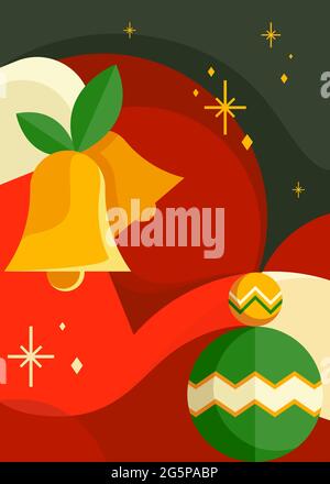Affiche avec cloches de noël. Motif écriteau de style dessin animé. Illustration de Vecteur