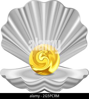 coquillages avec perle sur fond blanc Illustration de Vecteur