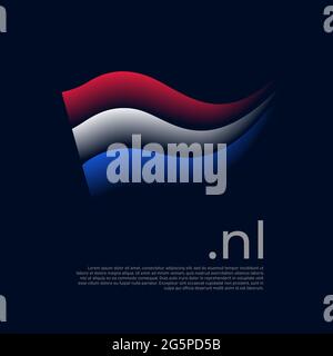 Drapeau des pays-Bas. Le drapeau Holland colore les bandes sur fond sombre. Vector stylisé national poster design avec le domaine nl, place pour le texte. Tricolore de N Illustration de Vecteur