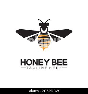 Modèle de conception d'illustration de symbole d'icône de vecteur de logo Bee Honey Illustration de Vecteur