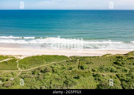 Vue aérienne de la plage de Montauk, NY Banque D'Images