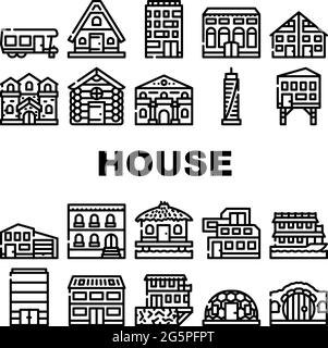 Maison Real Estate Collection icônes Set Vector Illustration de Vecteur