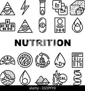 Nutrition Facts Diet Collection Icons Set Vector Illustration de Vecteur