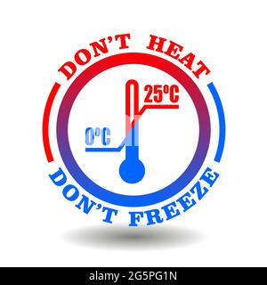 Cercle vectoriel du signe de limitation de température avec icône d'échelle de thermomètre. Ne pas chauffer, ne pas congeler le symbole ISO sur un pictogramme rond pour le stockage du produit l Illustration de Vecteur