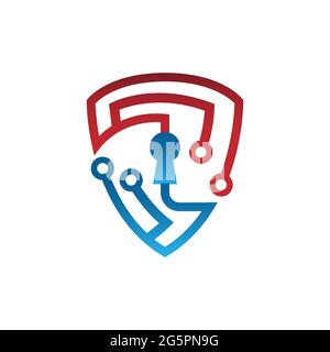 Vecteur de modèle de conception du logo de sécurité TECH Shield. Modèle de logo Secure Tech. Shield Guard Tech logo Icon Design Vector stock. Logo Security Tech - Inspi Illustration de Vecteur