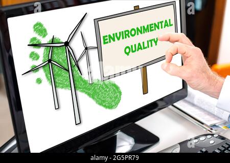 Concept de qualité environnementale affiché sur un écran d'ordinateur Banque D'Images