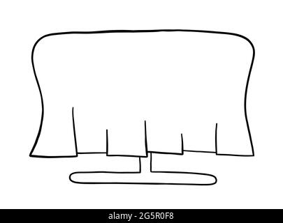Illustration vectorielle de la table à manger et de la couverture. Contour noir et couleur blanche. Illustration de Vecteur
