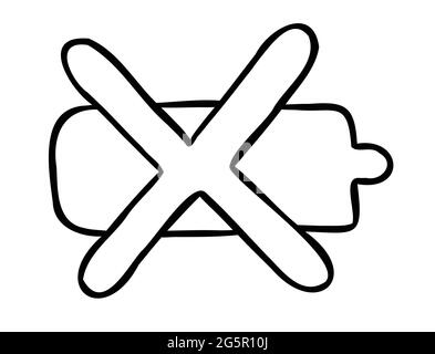 Illustration vectorielle représentant une batterie déchargée. Contour noir et couleur blanche. Illustration de Vecteur