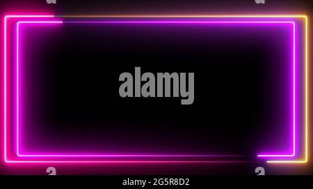 Animation couleur générée par ordinateur. Cadre de rendu 3D de couleur bleu et rose sur fond noir Banque D'Images