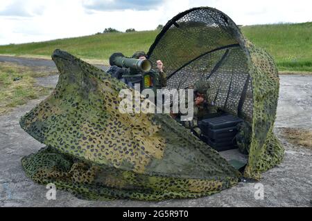 Hradiste, République tchèque. 29 juin 2021. Le missile antiaérien à courte portée RBS-70NG lors de l'exercice multinational de défense aérienne à courte portée Tobruq Arrows 2021 dans la zone militaire Hradiste, République tchèque, le 29 juin 2021. Crédit: Slavomir Kubes/CTK photo/Alamy Live News Banque D'Images