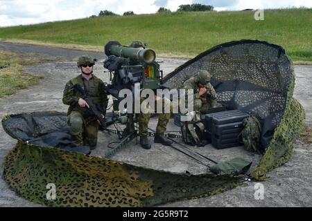 Hradiste, République tchèque. 29 juin 2021. Le missile antiaérien à courte portée RBS-70NG lors de l'exercice multinational de défense aérienne à courte portée Tobruq Arrows 2021 dans la zone militaire Hradiste, République tchèque, le 29 juin 2021. Crédit: Slavomir Kubes/CTK photo/Alamy Live News Banque D'Images