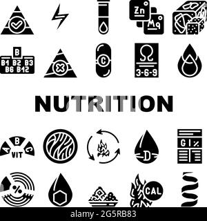 Nutrition Facts Diet Collection Icons Set Vector Illustration de Vecteur