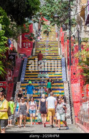 RIO DE JANEIRO, BRÉSIL - 28 JANVIER 2015 : Escadaria Selaron (Stearon Steps) à Rio de Janeiro Banque D'Images