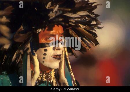 États-Unis, Dakota du Sud, réserve indienne de Rosebud, Pow Wow, danseuse Banque D'Images