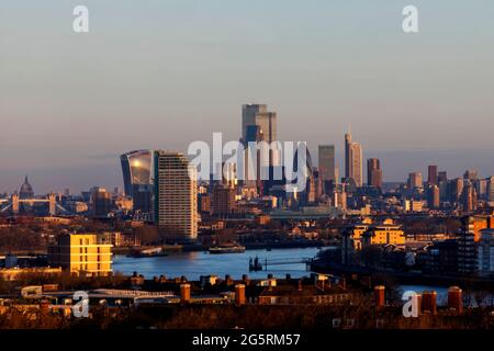 Angleterre, Londres, Greenwich, Londres vue panoramique depuis Greenwich Park Banque D'Images