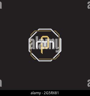 Lettre initiale se chevauchant logo de verrouillage monogramme ligne art style isolé sur fond noir modèle Illustration de Vecteur