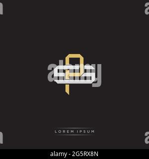 Lettre initiale se chevauchant logo de verrouillage monogramme ligne art style isolé sur fond noir modèle Illustration de Vecteur