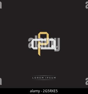Lettre initiale se chevauchant logo de verrouillage monogramme ligne art style isolé sur fond noir modèle Illustration de Vecteur