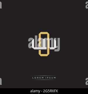 Lettre initiale se chevauchant logo de verrouillage monogramme ligne art style isolé sur fond noir modèle Illustration de Vecteur