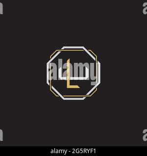 Lettre initiale se chevauchant logo de verrouillage monogramme ligne art style isolé sur fond noir modèle Illustration de Vecteur