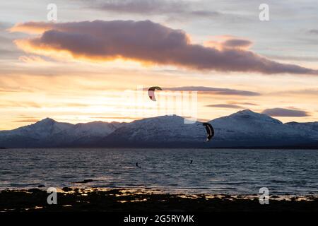 Kitesurf dans le nord de la Norvège Banque D'Images