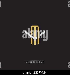 Lettre initiale se chevauchant logo de verrouillage monogramme ligne art style isolé sur fond noir modèle Illustration de Vecteur