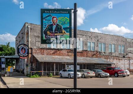 Clarksdale, Mississippi Arts and Culture District, y compris le Groind Zero Blues Club. Banque D'Images