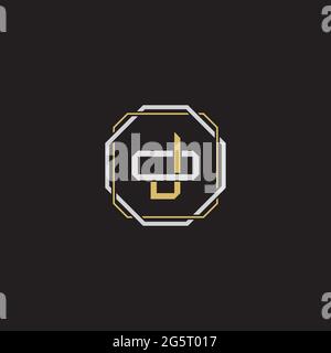 Lettre initiale se chevauchant logo de verrouillage monogramme ligne art style isolé sur fond noir modèle Illustration de Vecteur