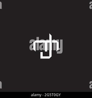 Lettre initiale se chevauchant logo de verrouillage monogramme ligne art style isolé sur fond noir modèle Illustration de Vecteur