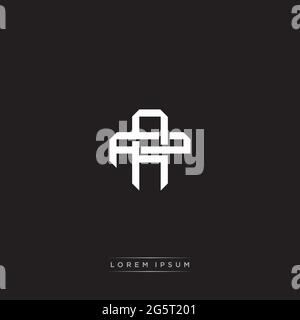 Lettre initiale se chevauchant logo de verrouillage monogramme ligne art style isolé sur fond noir modèle Illustration de Vecteur