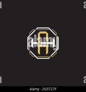 Lettre initiale se chevauchant logo de verrouillage monogramme ligne art style isolé sur fond noir modèle Illustration de Vecteur