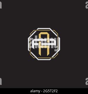 Lettre initiale se chevauchant logo de verrouillage monogramme ligne art style isolé sur fond noir modèle Illustration de Vecteur