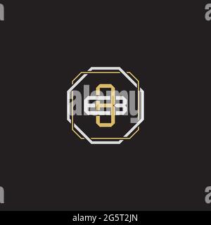 Lettre initiale se chevauchant logo de verrouillage monogramme ligne art style isolé sur fond noir modèle Illustration de Vecteur