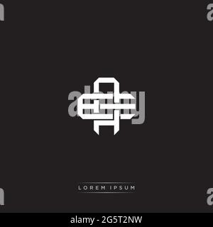 Lettre initiale se chevauchant logo de verrouillage monogramme ligne art style isolé sur fond noir modèle Illustration de Vecteur