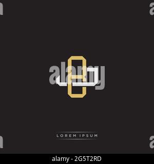 Lettre initiale se chevauchant logo de verrouillage monogramme ligne art style isolé sur fond noir modèle Illustration de Vecteur