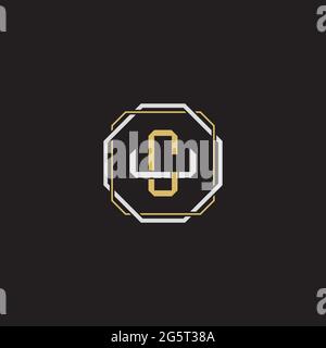 Lettre initiale se chevauchant logo de verrouillage monogramme ligne art style isolé sur fond noir modèle Illustration de Vecteur