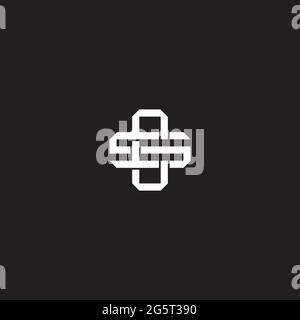 Lettre initiale se chevauchant logo de verrouillage monogramme ligne art style isolé sur fond noir modèle Illustration de Vecteur