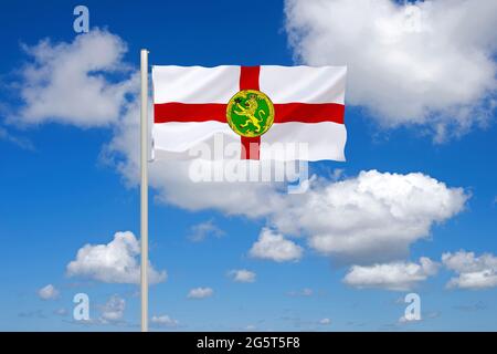 Drapeau d'Alderney, Royaume-Uni, Alderney Banque D'Images